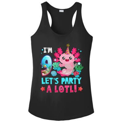 I'm 9 Years Old Let's Party A Lotl Axolotl 9th Birthday   Ladies PosiCharge Competitor Racerback Tank