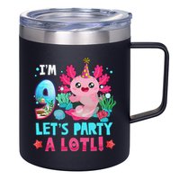 I'm 9 Years Old Let's Party A Lotl Axolotl 9th Birthday   12oz Stainless Steel Coffee Mug