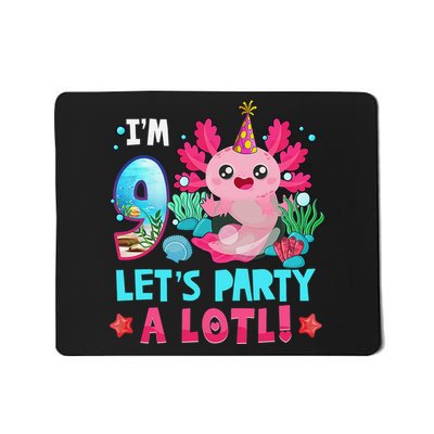 I'm 9 Years Old Let's Party A Lotl Axolotl 9th Birthday   Mousepad