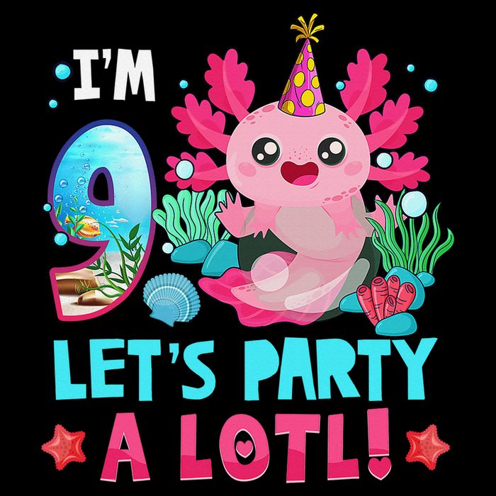 I'm 9 Years Old Let's Party A Lotl Axolotl 9th Birthday   Youth Performance Sprint T-Shirt