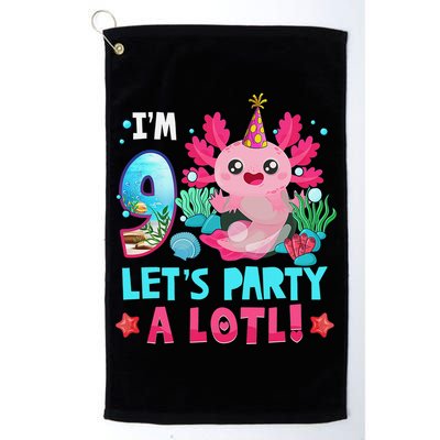 I'm 9 Years Old Let's Party A Lotl Axolotl 9th Birthday   Golf Towel