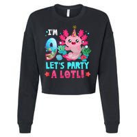 I'm 9 Years Old Let's Party A Lotl Axolotl 9th Birthday   Cropped Pullover Crew