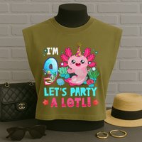 I'm 9 Years Old Let's Party A Lotl Axolotl 9th Birthday   Garment-Dyed Women's Muscle Tee