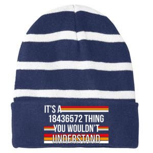 IT'S A 18436572 THING YOU WOULDN'T UNDERSTAND FUNNY V8 Striped Beanie with Solid Band