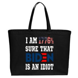 I Am 1776 % Sure That Biden Is An Idiot Cotton Canvas Jumbo Tote