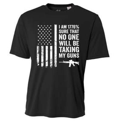 I Am 1776 Sure No One Is Taking My Guns Pro Gun USA Flag Cooling Performance Crew T-Shirt