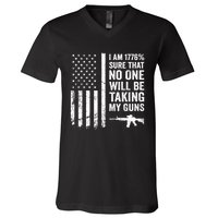 I Am 1776 Sure No One Is Taking My Guns Pro Gun USA Flag V-Neck T-Shirt