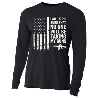 I Am 1776 Sure No One Is Taking My Guns Pro Gun USA Flag Cooling Performance Long Sleeve Crew