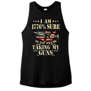 I Am 1776 % Sure No One Will Be Taking My Guns Patriotic Gun Rights USA Freedom Ladies PosiCharge Tri-Blend Wicking Tank