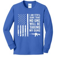 I Am 1776 Sure No One Is Taking My Guns Funny Gift Pro Gun Usa Flag Gift Kids Long Sleeve Shirt