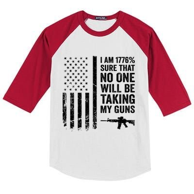 I Am 1776 Sure No One Is Taking My Guns Funny Gift Pro Gun Usa Flag Gift Kids Colorblock Raglan Jersey