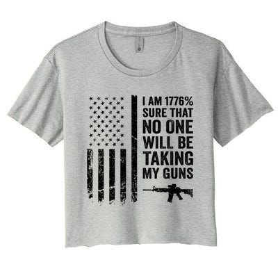 I Am 1776 Sure No One Is Taking My Guns Funny Gift Pro Gun Usa Flag Gift Women's Crop Top Tee