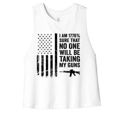 I Am 1776 Sure No One Is Taking My Guns Funny Gift Pro Gun Usa Flag Gift Women's Racerback Cropped Tank