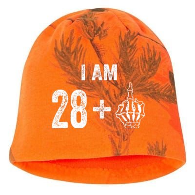 I Am 28 Plus 1 Middle Finger For A 29th Birthday For Kati - Camo Knit Beanie