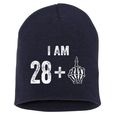 I Am 28 Plus 1 Middle Finger For A 29th Birthday For Short Acrylic Beanie