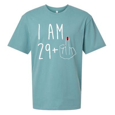 I Am 29 Plus Middle Finger Funny 30th Birthday Sueded Cloud Jersey T-Shirt