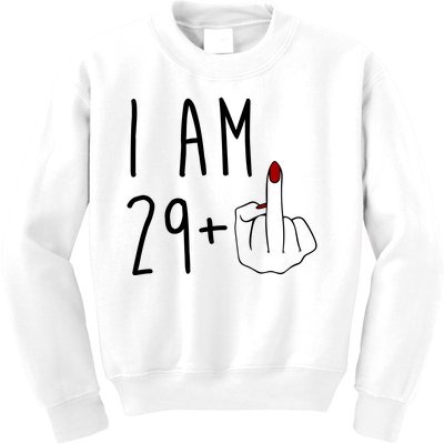 I Am 29 Plus Middle Finger Funny 30th Birthday Kids Sweatshirt