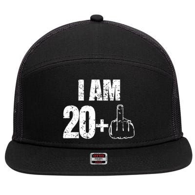 I am 20 plus 1 funny 21st birthday saying 7 Panel Mesh Trucker Snapback Hat