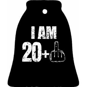 I am 20 plus 1 funny 21st birthday saying Ceramic Bell Ornament