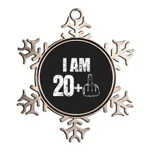 I am 20 plus 1 funny 21st birthday saying Metallic Star Ornament