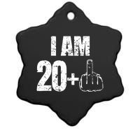 I am 20 plus 1 funny 21st birthday saying Ceramic Star Ornament