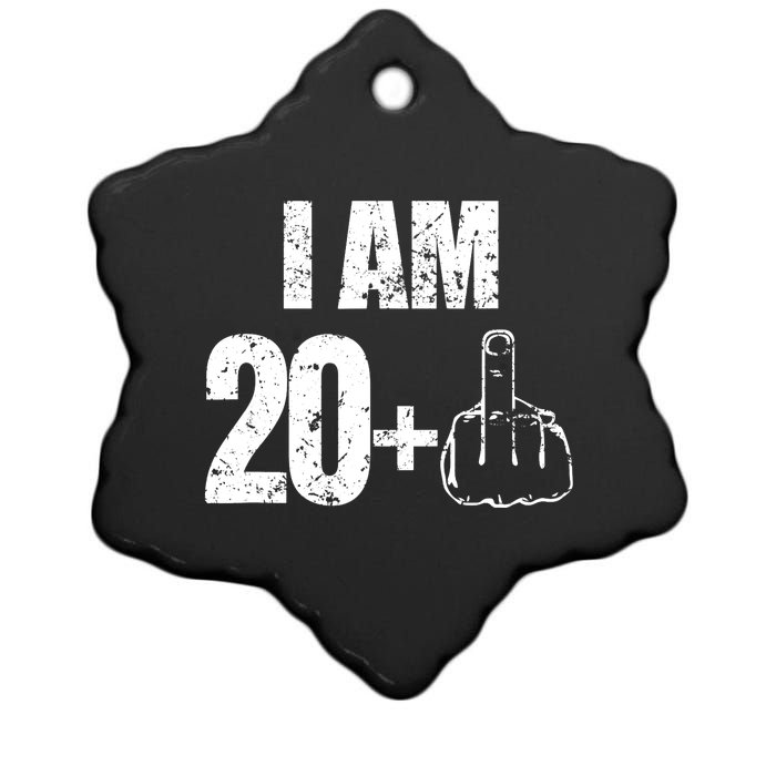 I am 20 plus 1 funny 21st birthday saying Ceramic Star Ornament