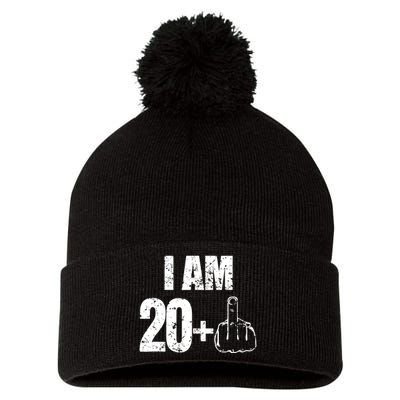 I am 20 plus 1 funny 21st birthday saying Pom Pom 12in Knit Beanie