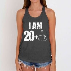 I am 20 plus 1 funny 21st birthday saying Women's Knotted Racerback Tank