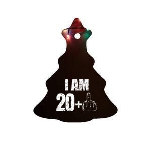 I am 20 plus 1 funny 21st birthday saying Ceramic Tree Ornament