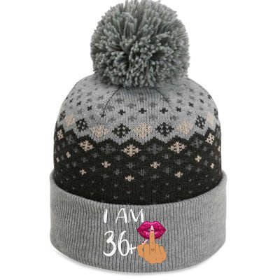 I Am 36 Plus 1 Middle Finger For A 37th Birthday For Women The Baniff Cuffed Pom Beanie