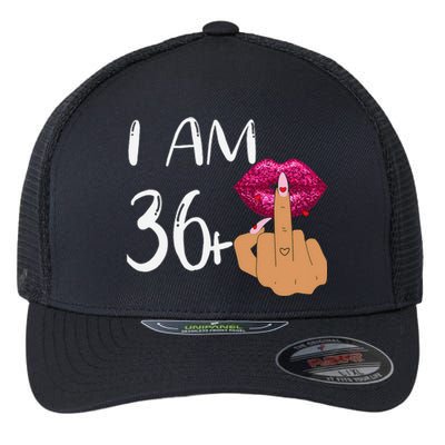 I Am 36 Plus 1 Middle Finger For A 37th Birthday For Women Flexfit Unipanel Trucker Cap