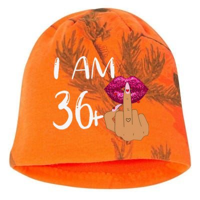 I Am 36 Plus 1 Middle Finger For A 37th Birthday For Women Kati - Camo Knit Beanie