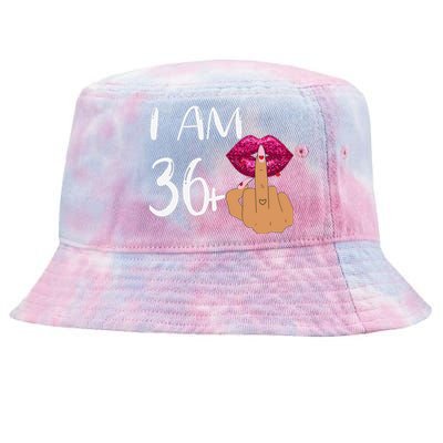 I Am 36 Plus 1 Middle Finger For A 37th Birthday For Women Tie-Dyed Bucket Hat