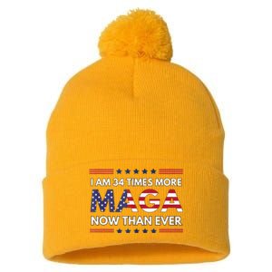 I Am 34 Times More Maga Now Than Ever Trump Supporters Pom Pom 12in Knit Beanie