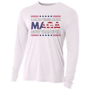 I Am 34 Times More Maga Now Than Ever Trump Supporters Cooling Performance Long Sleeve Crew