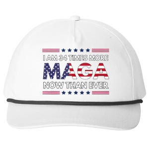 I Am 34 Times More Maga Now Than Ever Trump Supporters Snapback Five-Panel Rope Hat