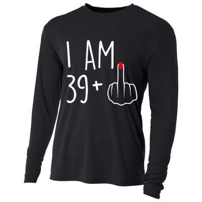 I Am 39 Plus 1 Middle Finger For A 40th Birthday For Wo Cooling Performance Long Sleeve Crew