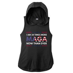 I Am 34 Times More Maga Now Than Ever Trump Supporters Ladies PosiCharge Tri-Blend Wicking Draft Hoodie Tank