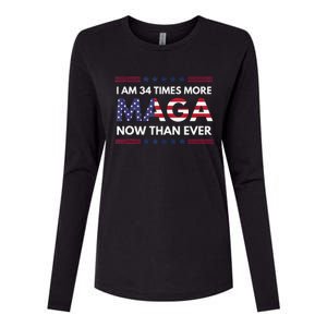 I Am 34 Times More Maga Now Than Ever Trump Supporters Womens Cotton Relaxed Long Sleeve T-Shirt