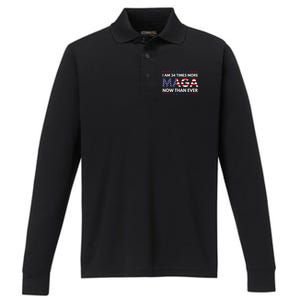 I Am 34 Times More Maga Now Than Ever Trump Supporters Performance Long Sleeve Polo