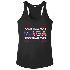 I Am 34 Times More Maga Now Than Ever Trump Supporters Ladies PosiCharge Competitor Racerback Tank