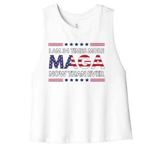 I Am 34 Times More Maga Now Than Ever Trump Supporters Women's Racerback Cropped Tank