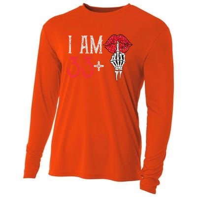 I Am 33 Plus 1 Middle Finger For A 34th Birthday Cooling Performance Long Sleeve Crew