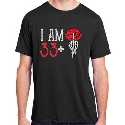 I Am 33 Plus 1 Middle Finger For A 34th Birthday Adult ChromaSoft Performance T-Shirt