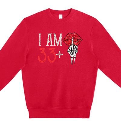 I Am 33 Plus 1 Middle Finger For A 34th Birthday Premium Crewneck Sweatshirt