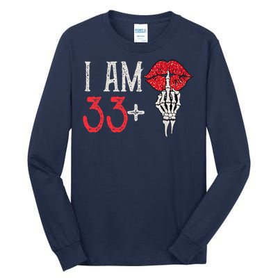 I Am 33 Plus 1 Middle Finger For A 34th Birthday Tall Long Sleeve T-Shirt