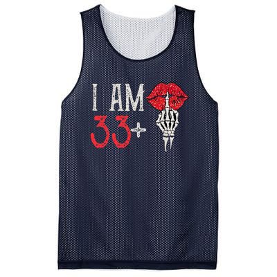 I Am 33 Plus 1 Middle Finger For A 34th Birthday Mesh Reversible Basketball Jersey Tank