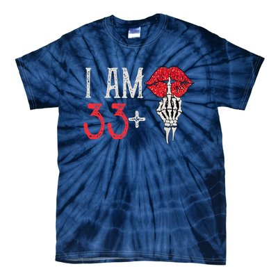 I Am 33 Plus 1 Middle Finger For A 34th Birthday Tie-Dye T-Shirt