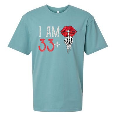 I Am 33 Plus 1 Middle Finger For A 34th Birthday Sueded Cloud Jersey T-Shirt