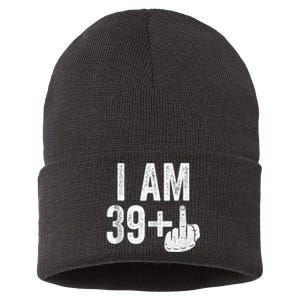 I Am 39 Plus Middle Finger 40th Birthday Shirt Sustainable Knit Beanie